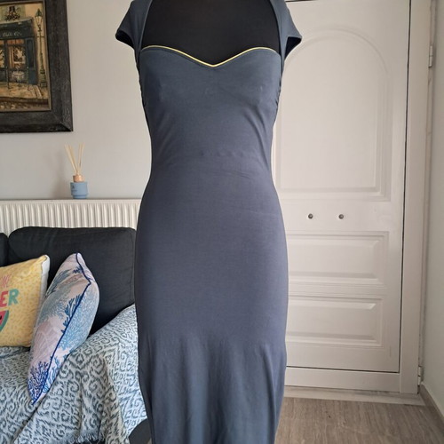Miss Sixty elastic midi dress like new, grey with yellow trim