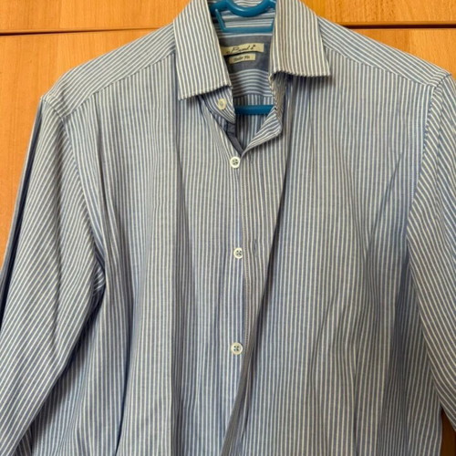 Striped men's shirt size L like new, blue and white