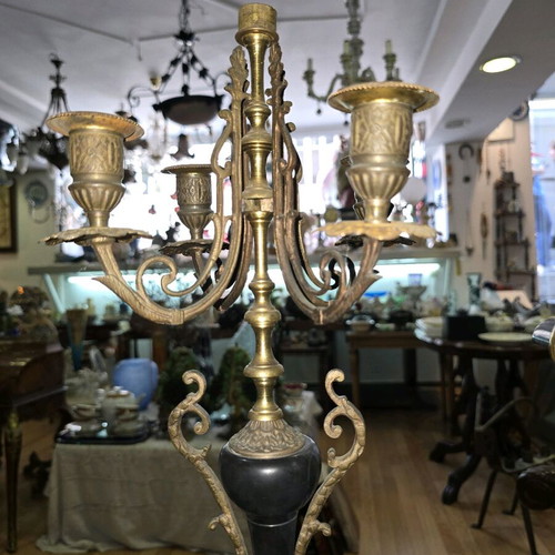 Antique French L. Fetvet Toulouse mantel clock set used