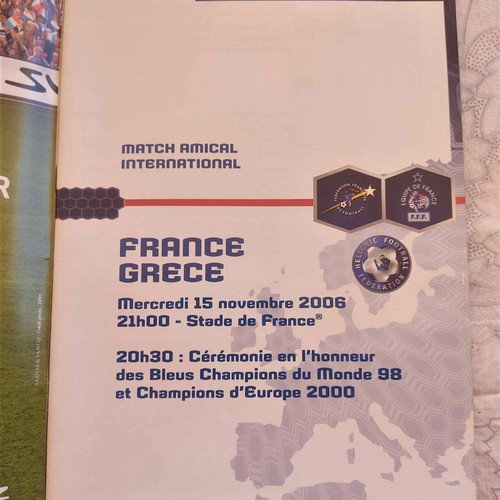 Match Program France - Greece like new, collectible