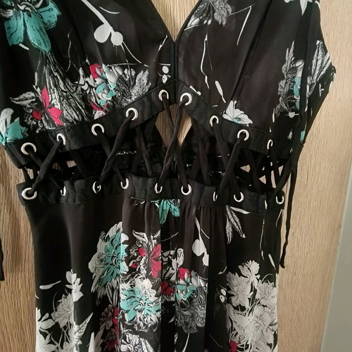 Bershka summer asymmetric dress size medium like new, black