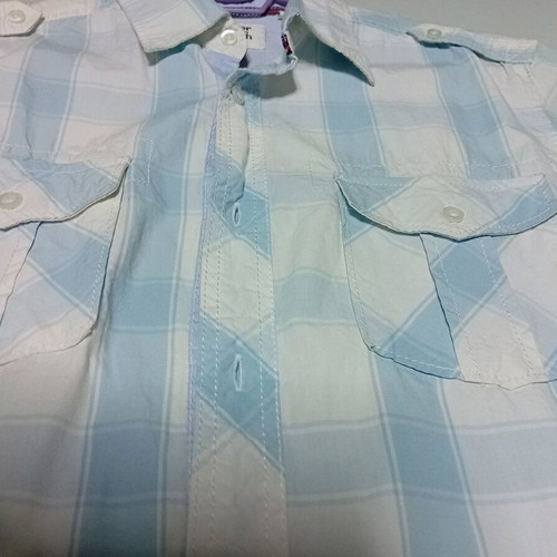 Paper Denim & Cloth short sleeve shirt new, 100% cotton, white and blue