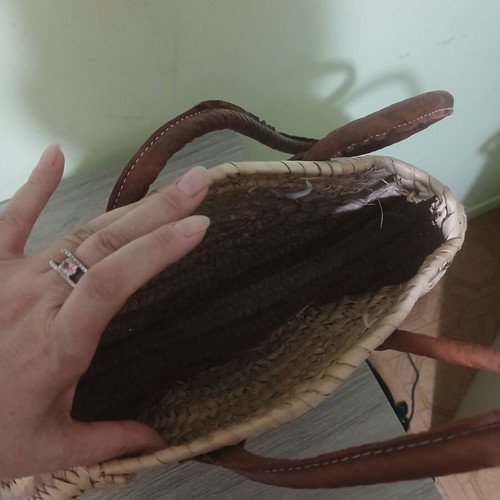 Handmade straw bag like new, beige, approx. 40×30 cm