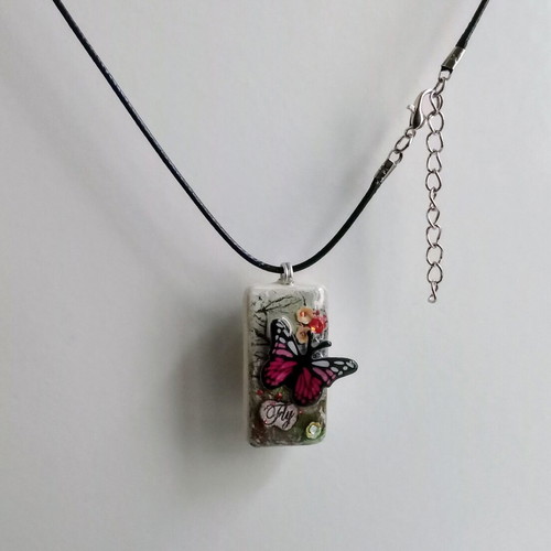 Handmade Fly necklace with colorful spring butterfly design new