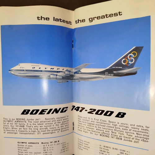 Olympic Airways Timetable 1975 used
