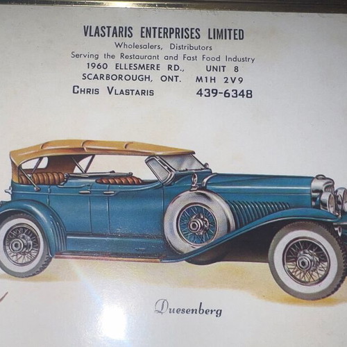 Car advertising set with two frames, thermometer and drawer calendar