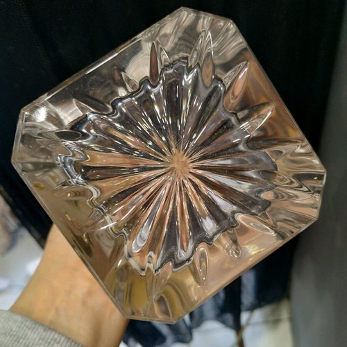 Chinelli crystal glass decanter with silver-plated details like new