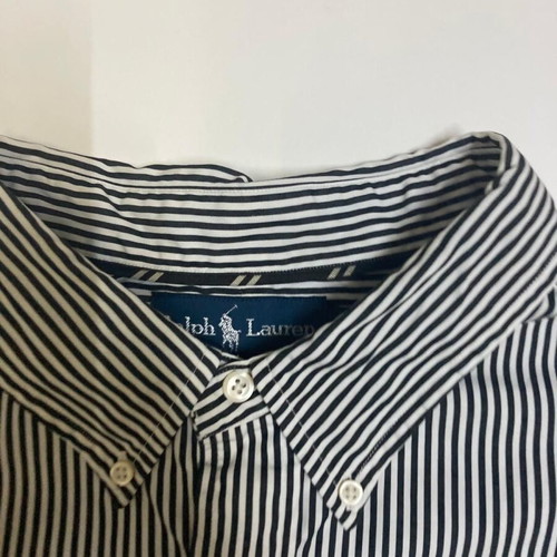 Ralph Lauren Black White Striped Dress Shirt XXL with Black Pony