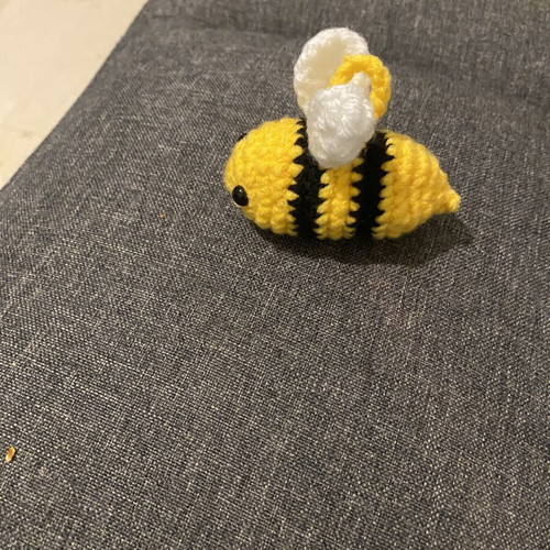 Handmade bee keychains pack of 10, black and yellow
