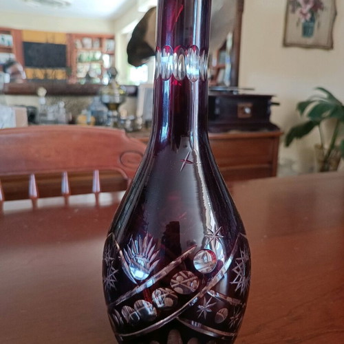 Vintage crystal carafe used, 30 cm height