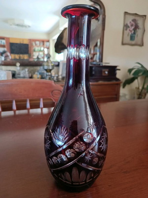Vintage crystal carafe used, 30 cm height