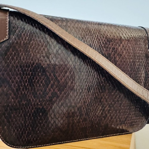 Goya leather shoulder bag brown snake effect like new