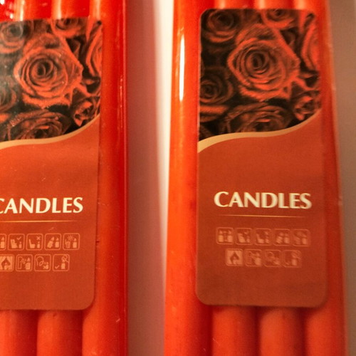 Red candles set of 8, 20 cm, new