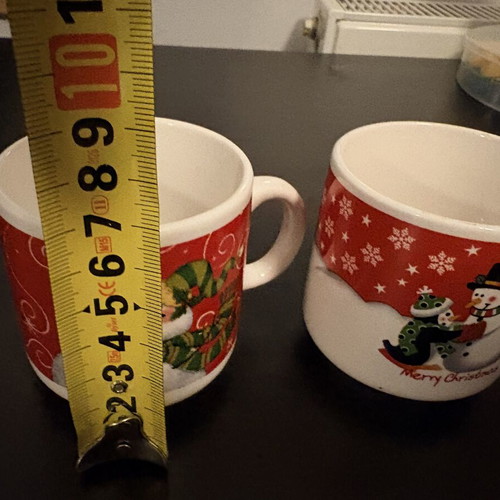 Snowman Christmas mugs set of 2 ceramic cups