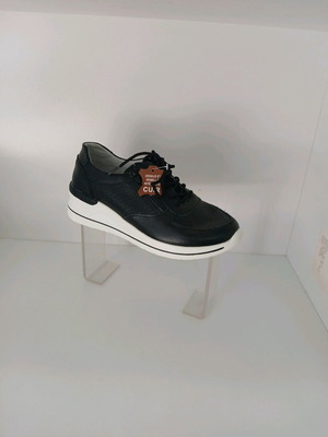Leather women's sneakers new black athletic