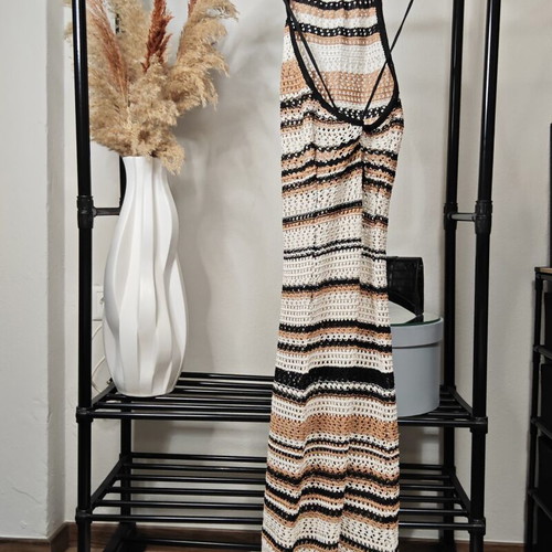 Maxi knitted dress Zara like new, boho resort style, halter neck