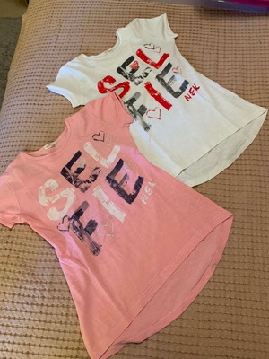 Set of 2 double 2-in-1 Nek Kids Wear t-shirts, like new, pink and white