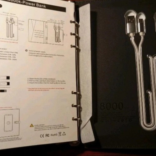 Notebook powerbank 8000mAh with box and 4 cables