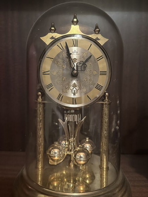 Meister Anker Quartz vintage table clock with glass dome