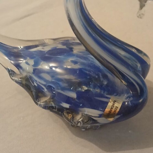 Decorative blown glass swan