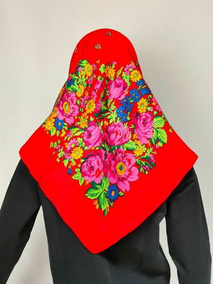 Traditional Thrace Scarf red floral 90x90cm MARK196 new