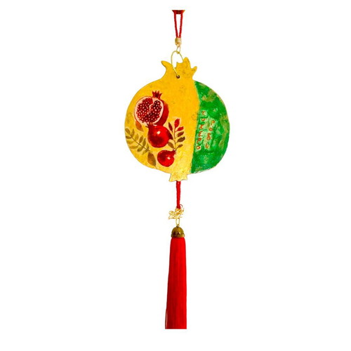 Handmade 2026 wooden pomegranate charm with large red tassel new