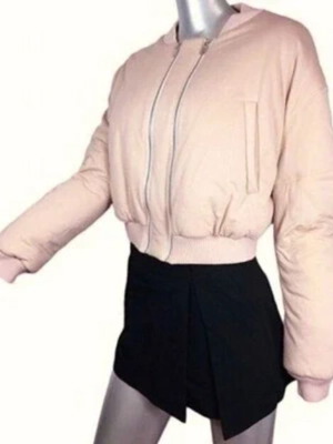 Zara Studio Double Zip Bomber Jacket καινούργιο, dusty pink, XS-S