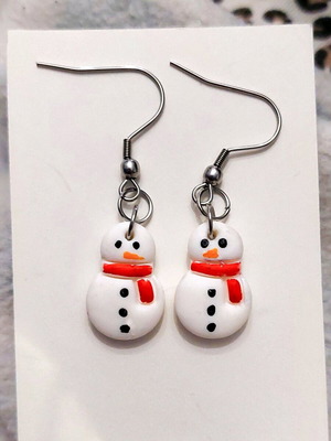 Snowman earrings new, polymer clay
