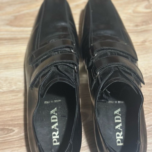 Prada leather men's shoes with adjustable Velcro straps like new