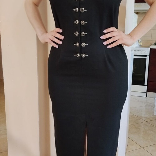 Dress with Buttons and Slit like new, black, size M