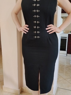 Dress with Buttons and Slit like new, black, size M