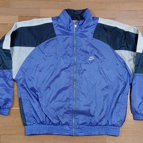 Nike International Purple Windbreaker jacket XL used loose fit embroidered logo 90s