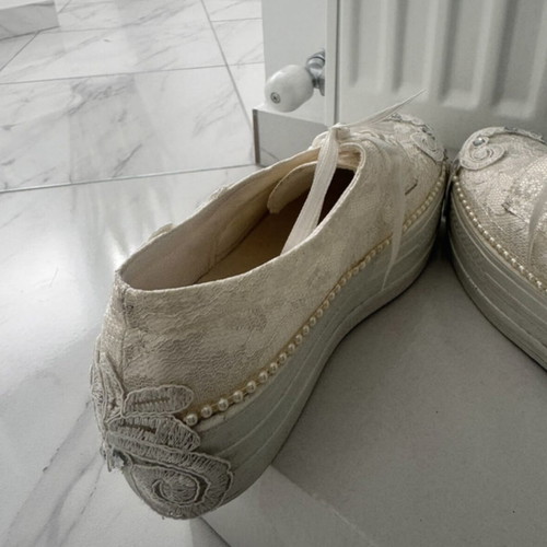 Bridal shoes used with lace and pearls size 36