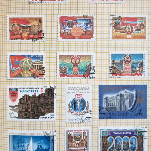 Collectible album with Soviet postage stamps used