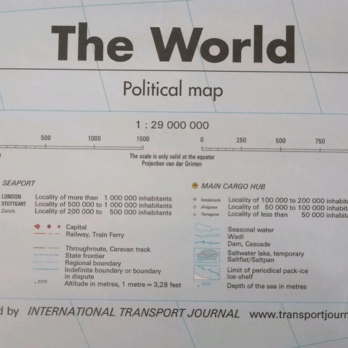 World map used 137x94 cm with iron mounting bars