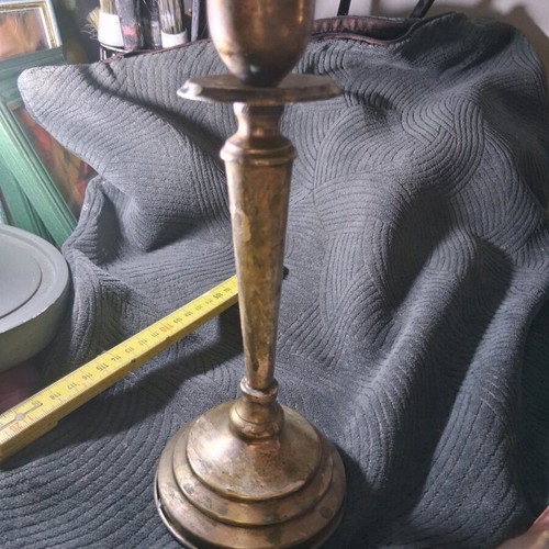 Vintage candlestick used, 25 cm, sturdy