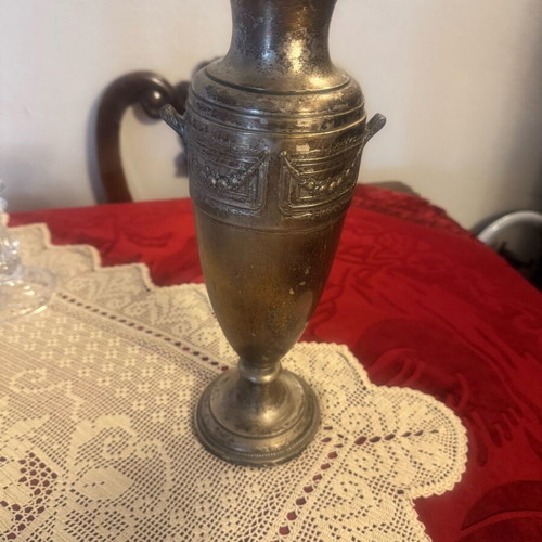 Large metal vase used, very old