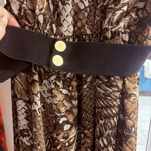 BSB Maxi Dress Animal Print Like New, One Shoulder with Chains