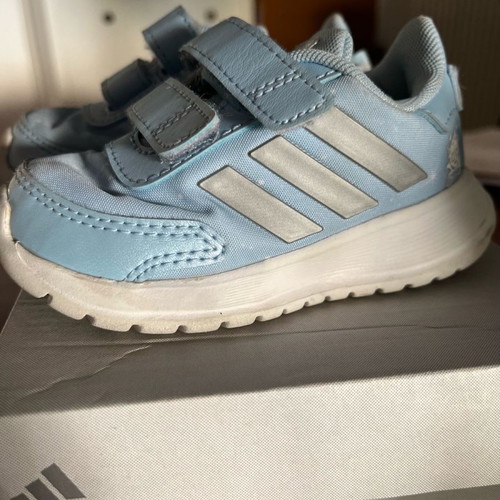 Adidas kids sports shoes size 21 used, light blue with mermaid effect