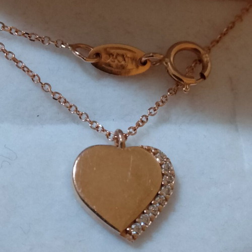 Al'Oro heart necklace rose gold 375K like new
