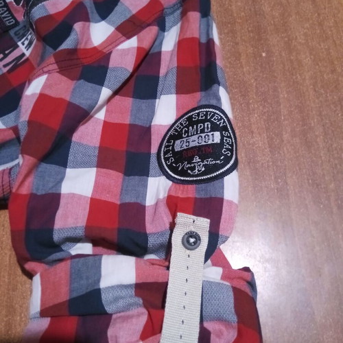 Camp David plaid shirt used, men's size L, red and blue
