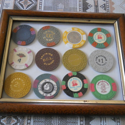 Casino chips in frame used