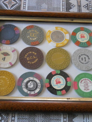 Casino chips in frame used