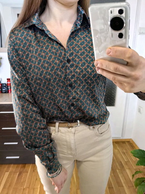 Shein green printed women's shirt