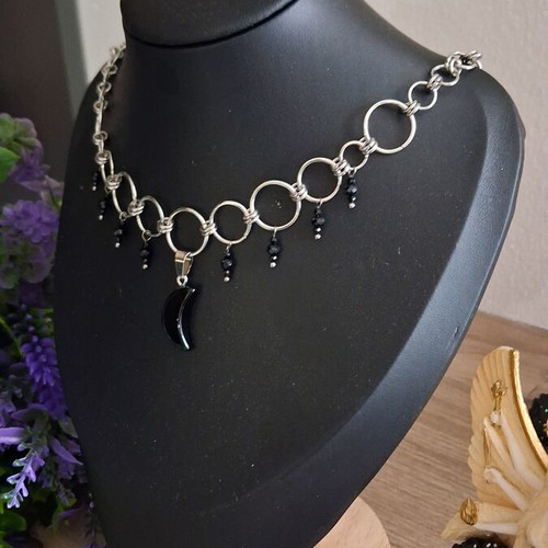 Handmade Stainless Steel Chainmail Choker new, black and silver