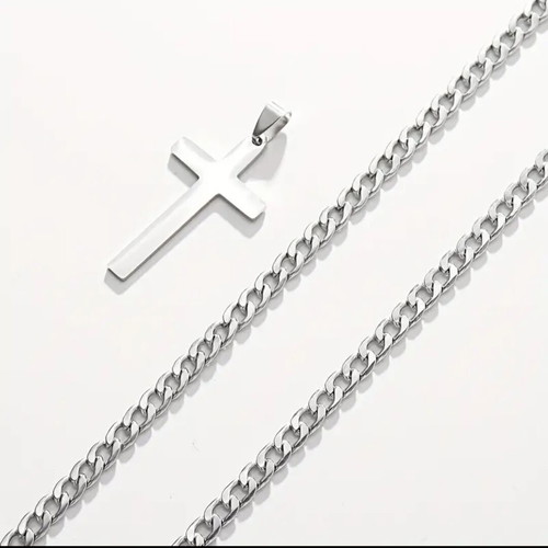Double necklace with cross new, titanium stainless steel