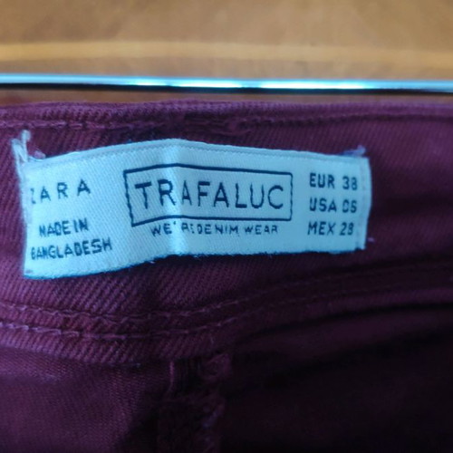 Denim pants Zara used, burgundy, size 38
