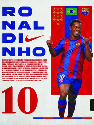 Плакат Ronaldinho 65x80 см нов, здрав материал