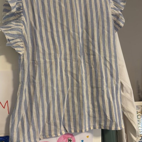 Compania Fantastica linen tunic large used, white and blue