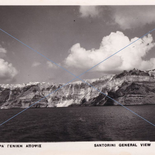 Santorini Thira postcard used, general view